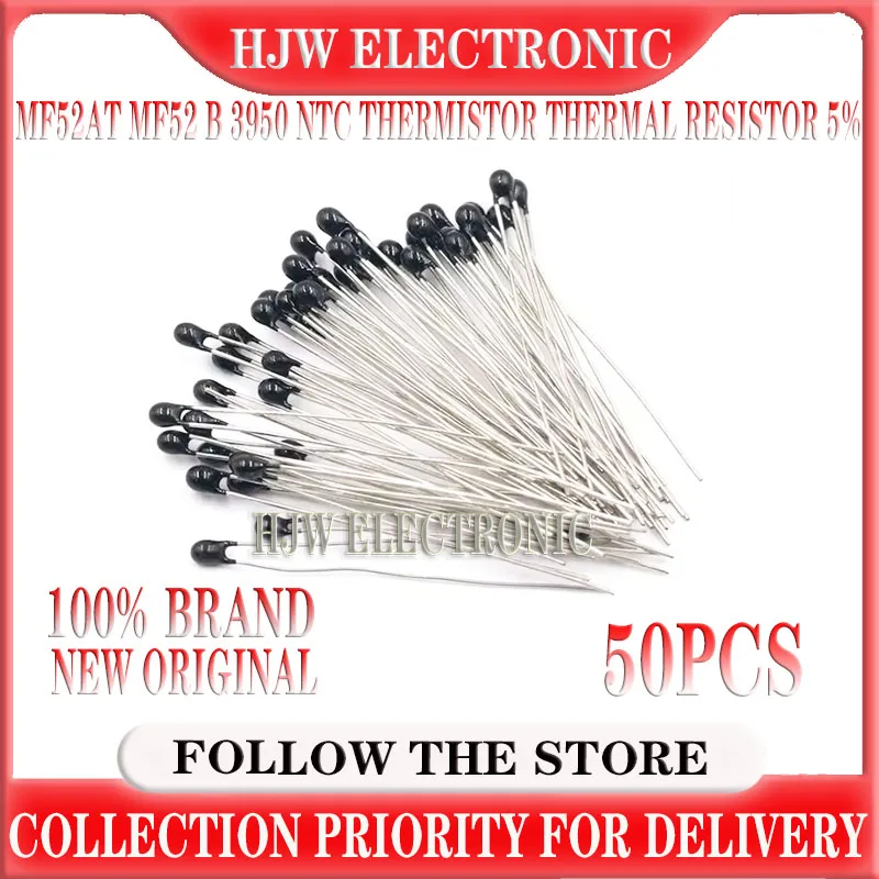 

50pcs Mf52at Mf52 B 3950 Ntc Thermistor Thermal Resistor 5% 1k 2k 3k 4.7k 5k 10k 20k 47k 50k 100k