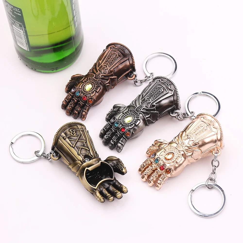 Marvel The Avengers Thanos Keychain for Men, Infinity Gauntlet, Creative Beer Bottle Opener, Pendant Gadgets