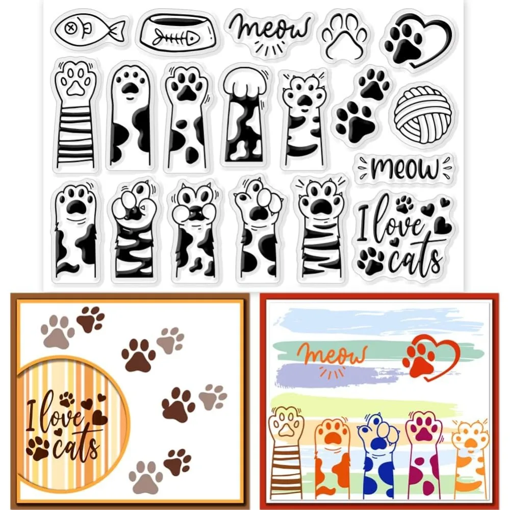 Cat Claws Clear Stamps Meow Pet Dog Claws Silicone Stamps for Card Making Animal Cat Silicone Clear Stamps for Photo Album