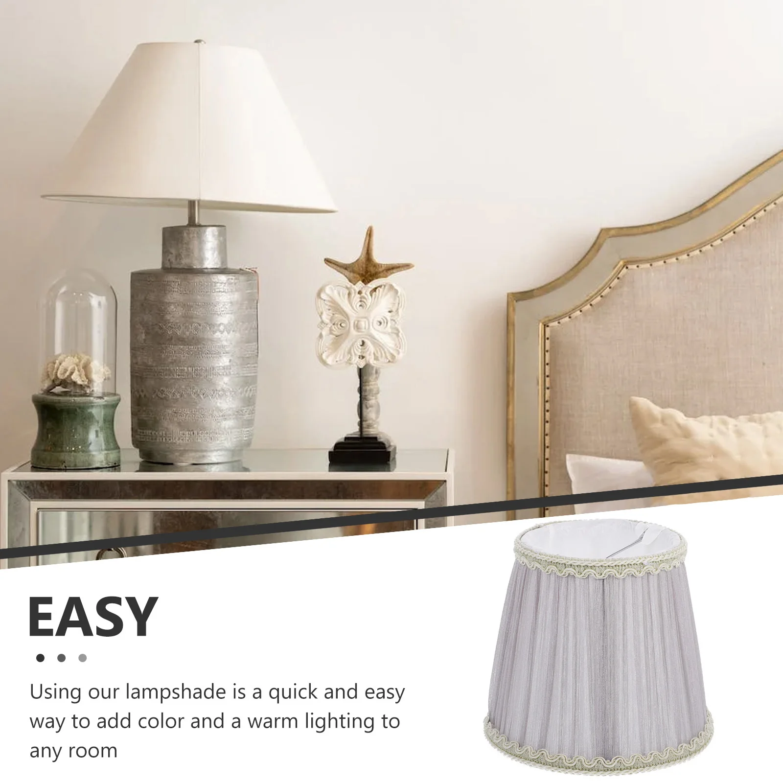 

European Style Lamp Shade Desktop Lampshade Iron Stand for Bedroom Living Room Table Light Shade Lamp Cover Desktop Lampshade