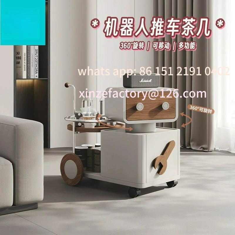 Customizable multi-functional mobile coffee table simple household apartment trolley modern living sofa side creative rotatable