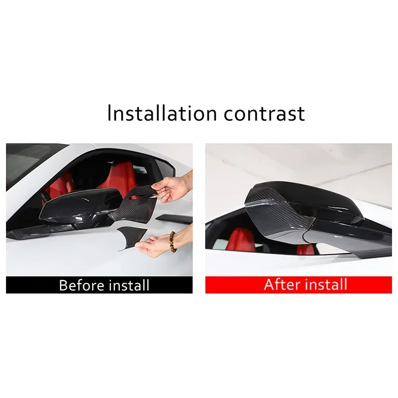 For Chevrolet Corvette C8 Z51 Z06 2020 + Car Rearview Mirror Lower Trim Cover Real Carbon Fiber Interior Accessories