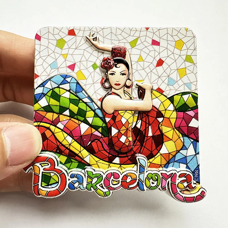 Colección de Arte y manualidades para decoración del hogar, mosaico de bailarines, recuerdos de viaje, regalos, imanes estéreo 3D para refrigerador, Barcelona, España