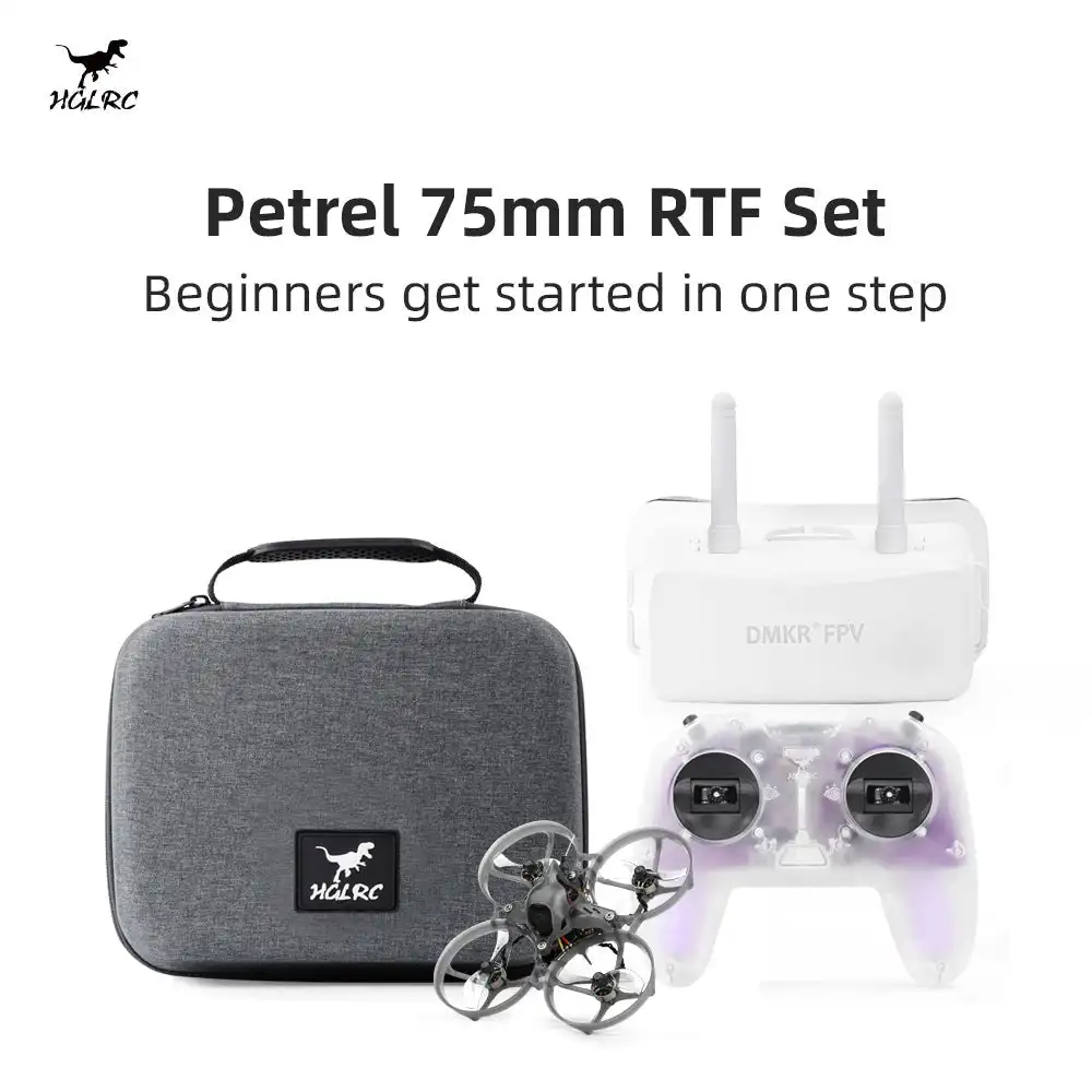 HGLRC Petrel 75Whoop Entry-level RTF Set 75mm Drone with C1 Remote Controller 5.8G FPV Goggles for FPV Pilot Beginner