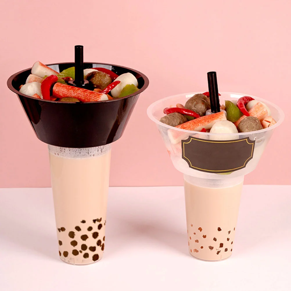 5 Sets Drink Cup Fry Cone Holder Clear Coffee Mug with Lid Food Tray Combined Snacks Hot Pot Espresso Plastic Water Soda