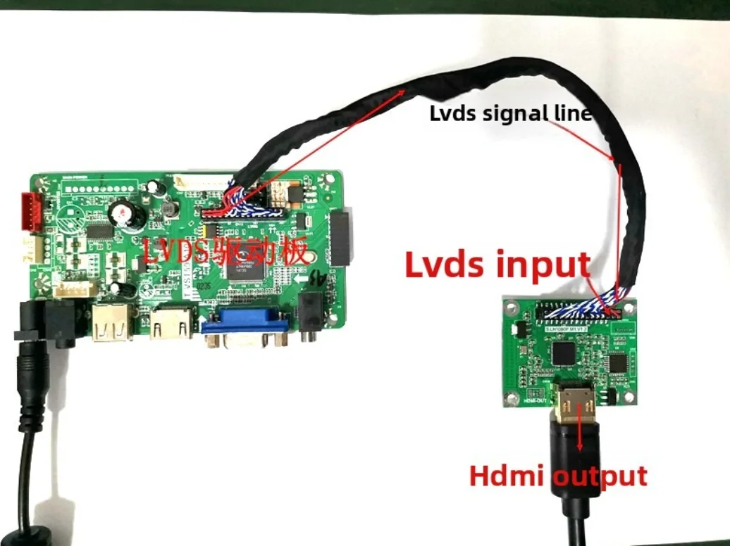 LVDS to HDMI Adapter Board, LVDS Dual 8 Inputs to HDMI Output, Supports Multiple Resolutions, 5V