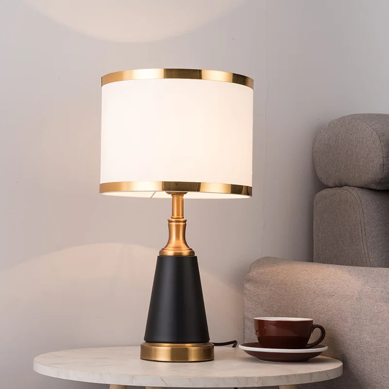 American Bedroom Bedsidetable Lamp Hotel Villa Guest Room Living Room Decorative Table Lamp Gold Iron Led Lamp