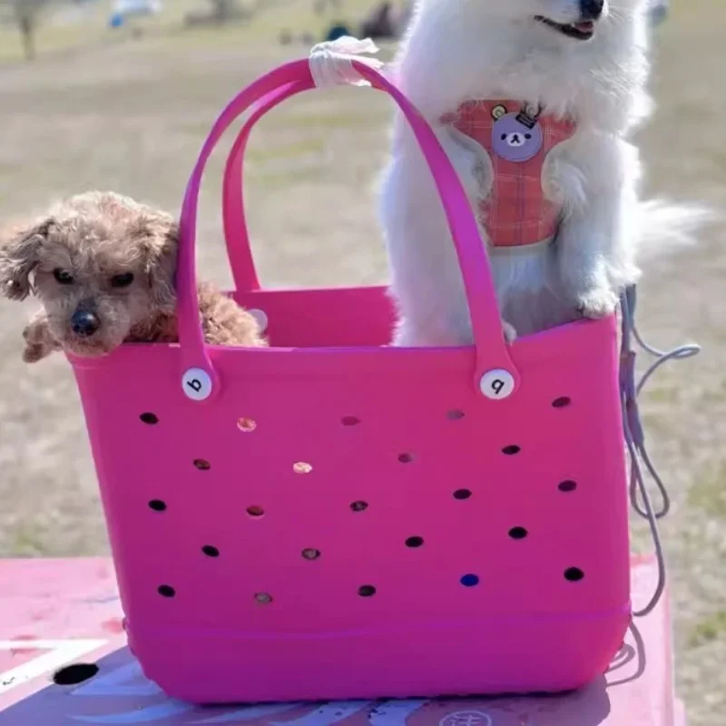 

Средняя пляжная сумка из резины EVA, водонепроницаемая сумка на плечо для бассейна, женская сумка для пикника, сумка для покупок, корзина для хранения, сумка-тоут, желейная сумка