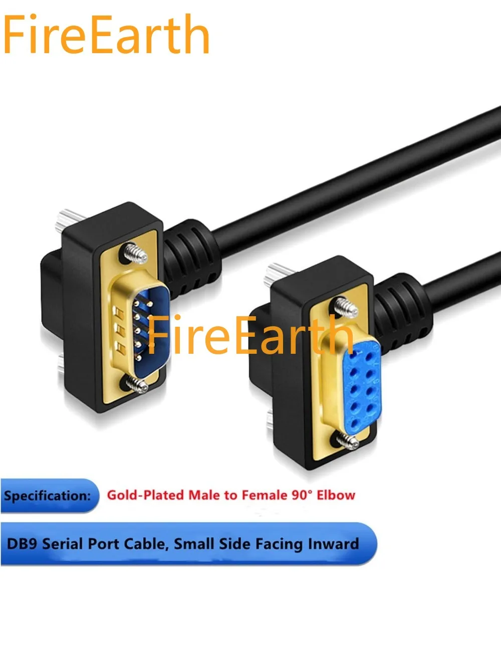 DB9 RS232 Serial Port Cable Down Right Angle Male to Female 9 Pin Gold Plated RS232 COM Port Connection Cable (10 Meter)