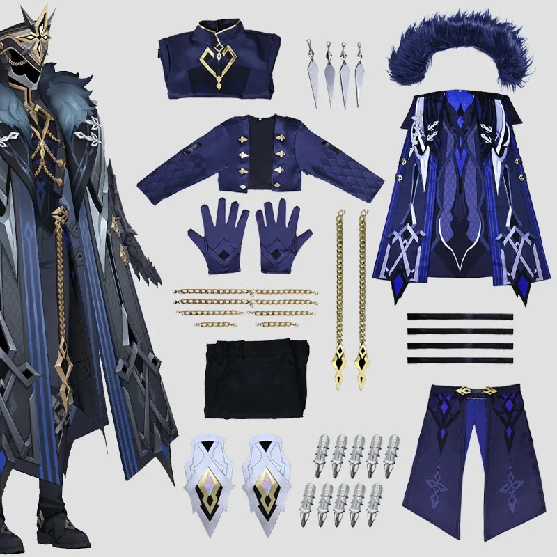 Fatui o capitão cosplay traje il capitano peruca roupa genshin botas de impacto luvas estilo anime festa de halloween roleplay terno