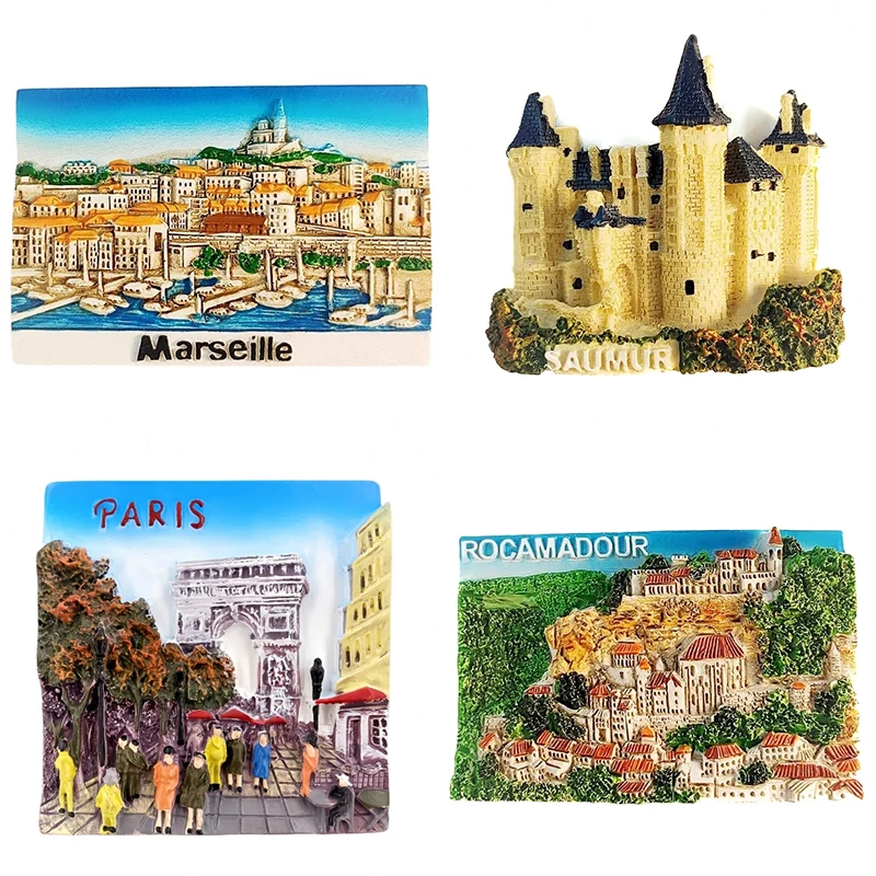 

France Paris Travelling Souvenirs the Eiffel Tower Fridge Magnets Saumur Rocamadour Marseille Fridge Stickers Wedding Gifts