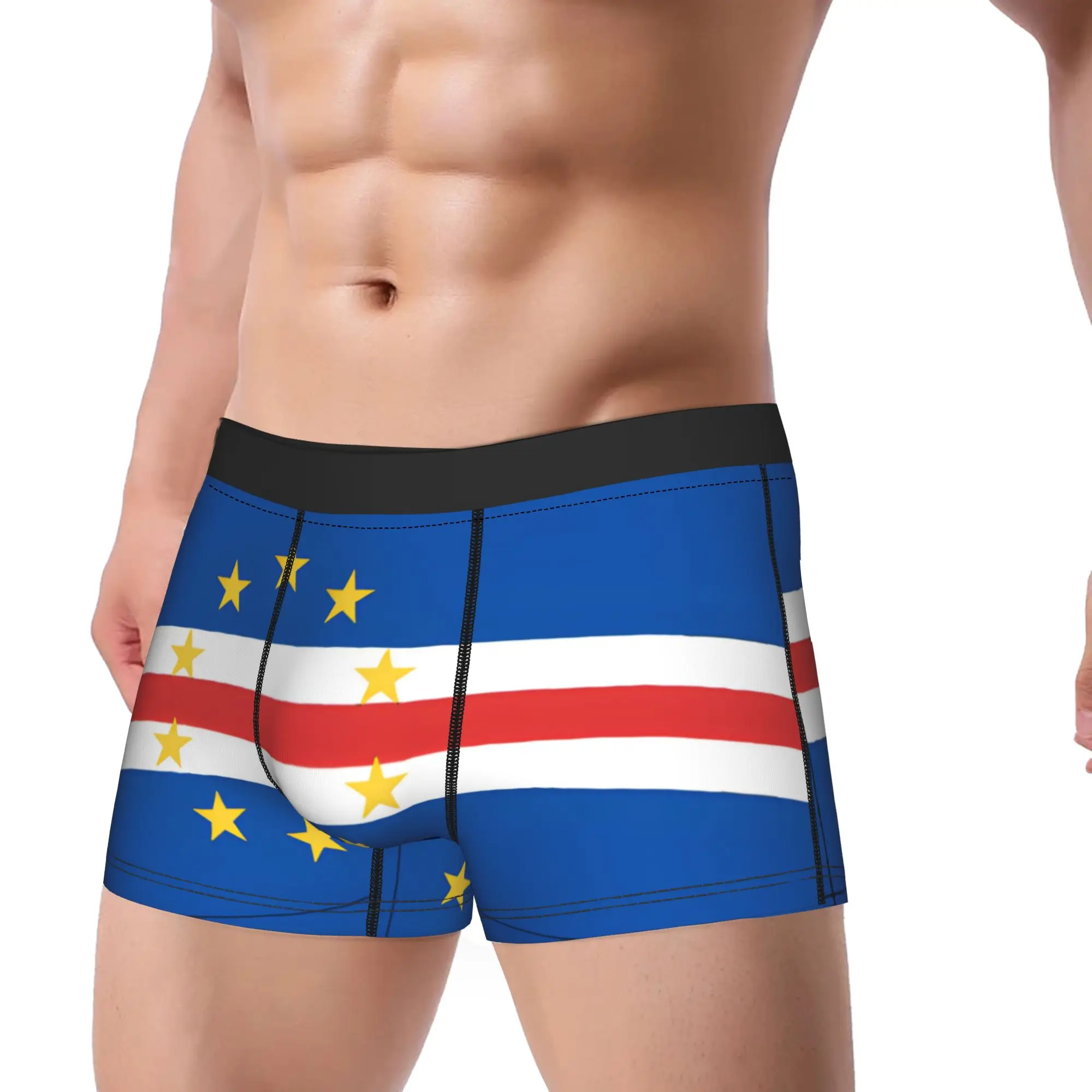 National Flag of Cape Verde 10 Golden Stars Underwear  Print Trunk Quality Male Panties Sexy Soft Shorts Briefs Birthday Gift