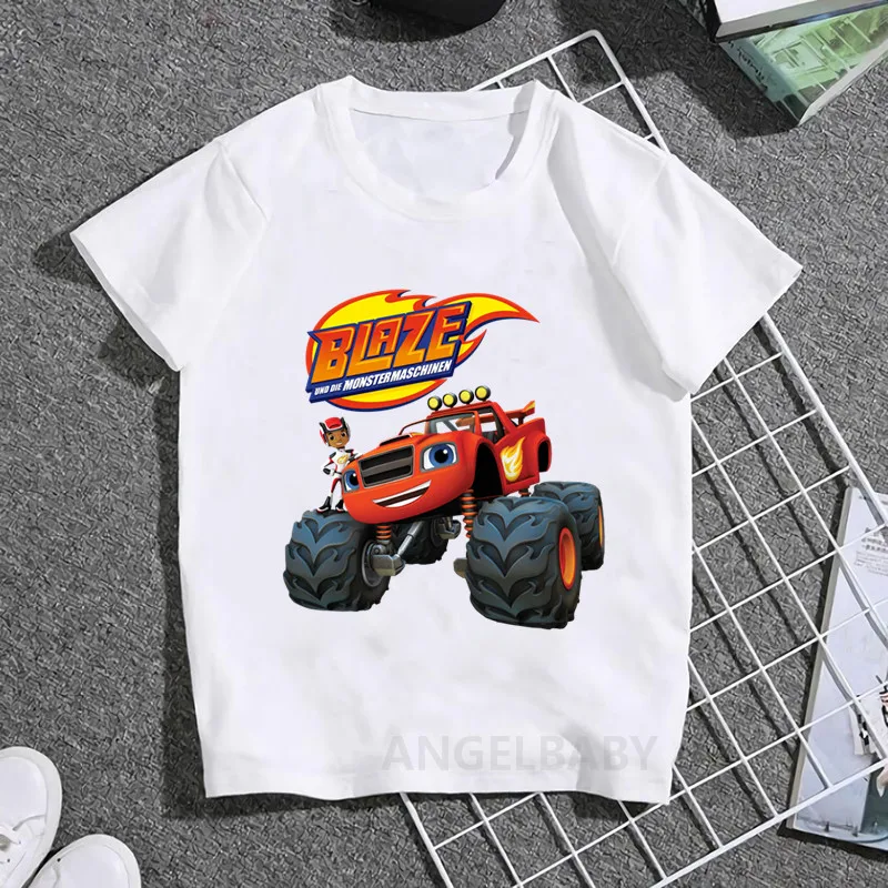 Blaze And The Monster Machines Print Cartoon Kids T shirt Girls Summer Tops Baby Boys Clothes Children Short Sleeve T-shirts