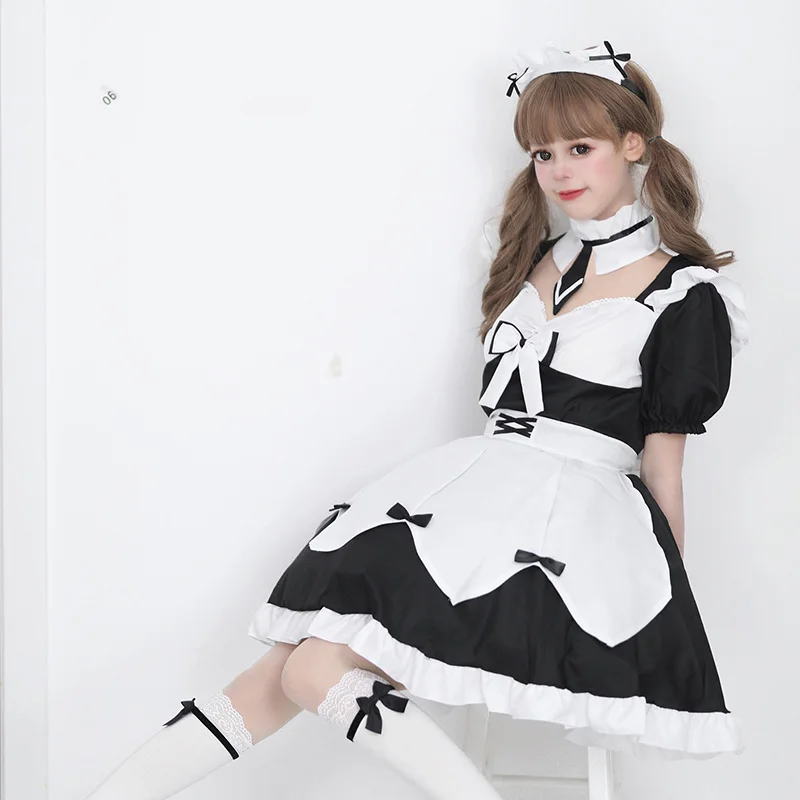 Maid Suit Lolita Vestido Kawaii Role Play Trajes Estética Vestuário Mulher Estilo Clássico Anime Cosplay Uniformes Manga Curta