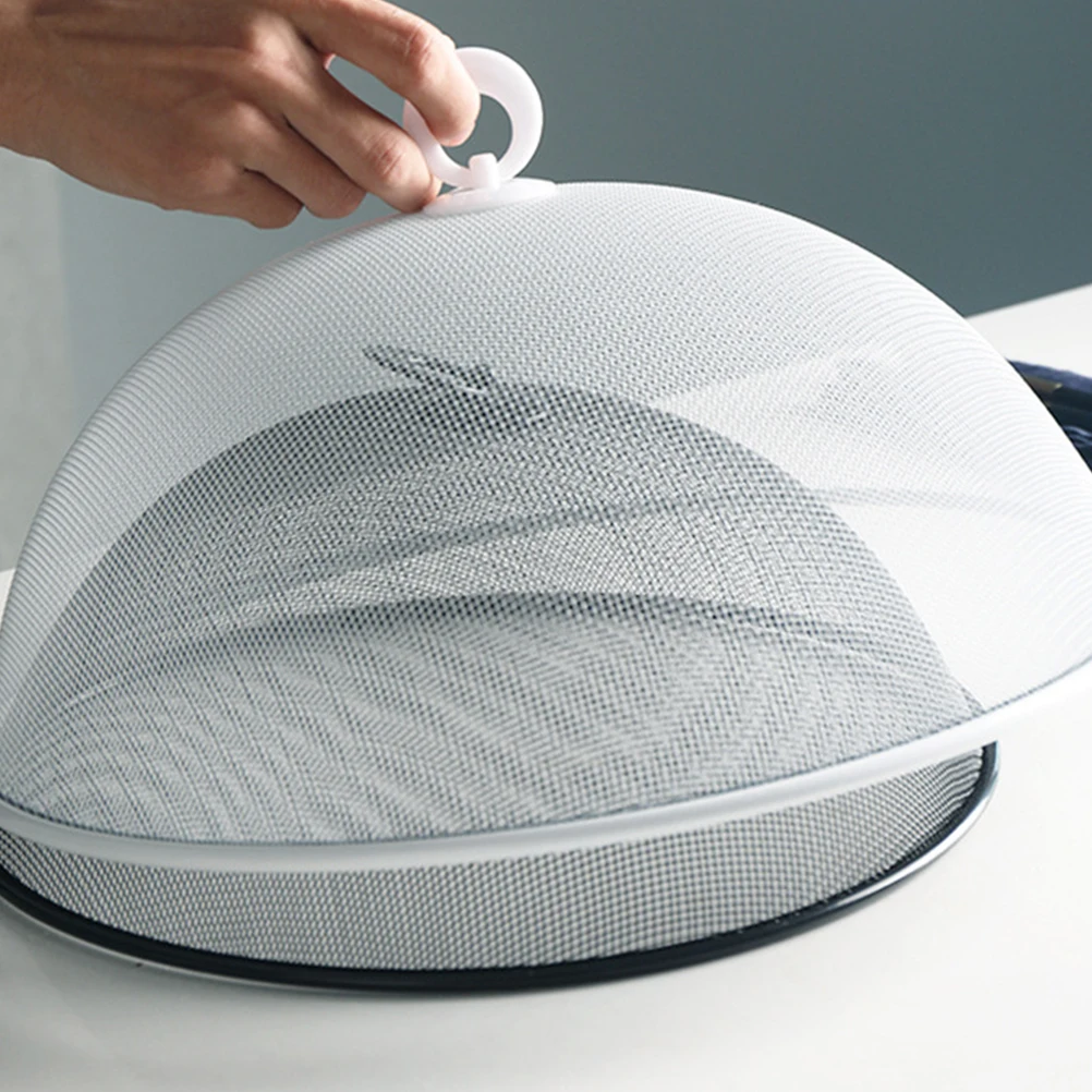 

2pcs Food Cover Stainless Steel Mosquito-proof Dust-proof Kitchen Accessory Dinner Table Cover Black White Round Square