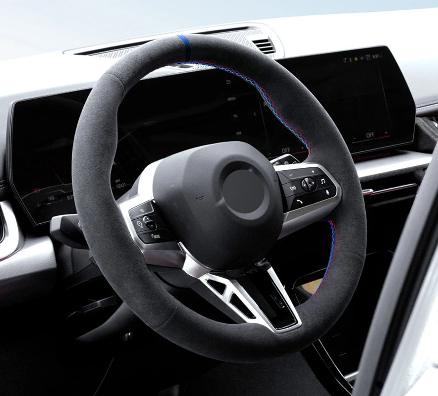 Genuine Leather Alcantera Steering Wheel Cover Wrap M 3 Colours Thread Car Accessoires Specifically For BMW M4 G82 G70 G61 G60