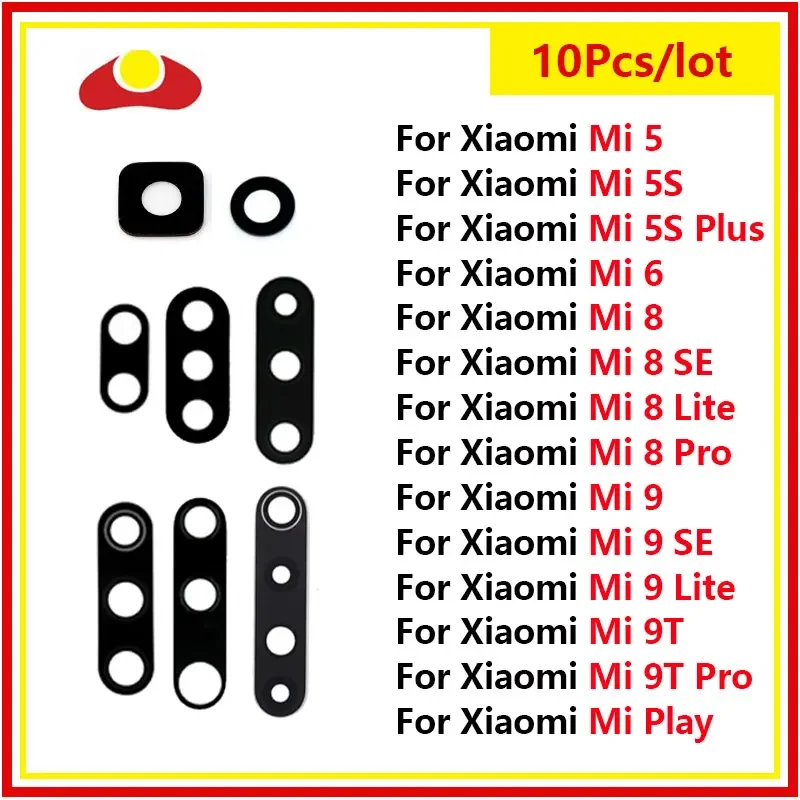 

10Pcs For Xiaomi Mi 5 5S Plus 6 8 Lite 9 SE 9T Pro Play Mi6 Mi8 Mi9 With Glue Adhesive Sticker Cover Rear Back Camera Lens Glass