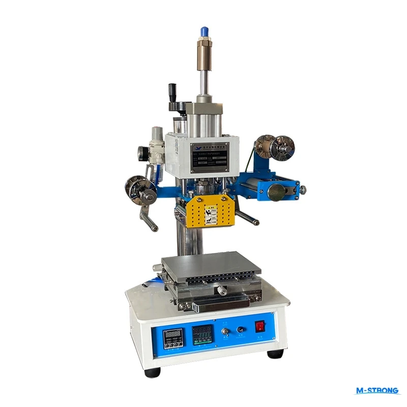 Factory Small Drawer Type Pneumatic Fabrics Plastic Wooden Napkin Pape Soap Gold Foil Embossing Machine Bronzing Machine