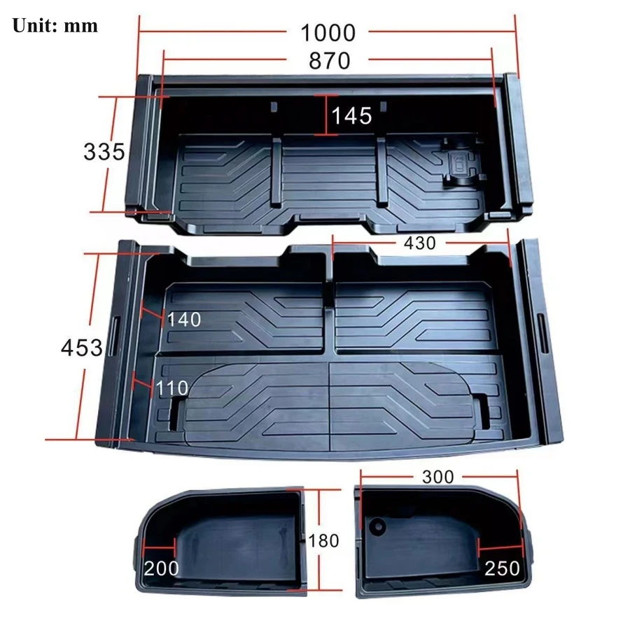 ABS Car Rear Trunk Bottom Storage Box Organizer For VW ID.4 CROZZ ID4 X 2024-2021 ID4 Cargo Storage Case Accessories