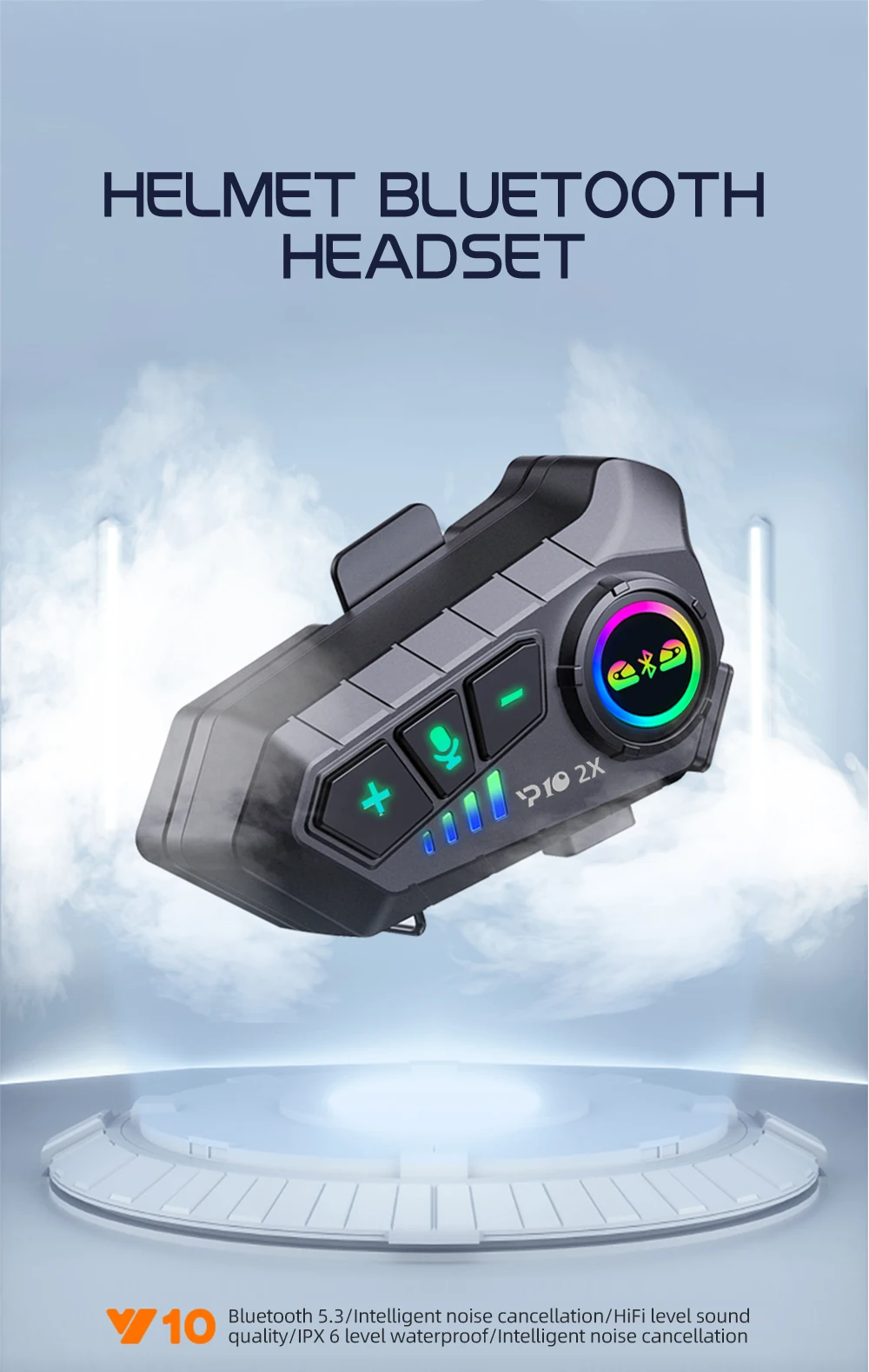 KEBIDUMEI 1/2x Motorrad-Intercom-Headset für 2 Fahrer, Interkommunikator, Moto, 300 m, wasserdicht, Musik-Sharing-Interphone – Detail 7