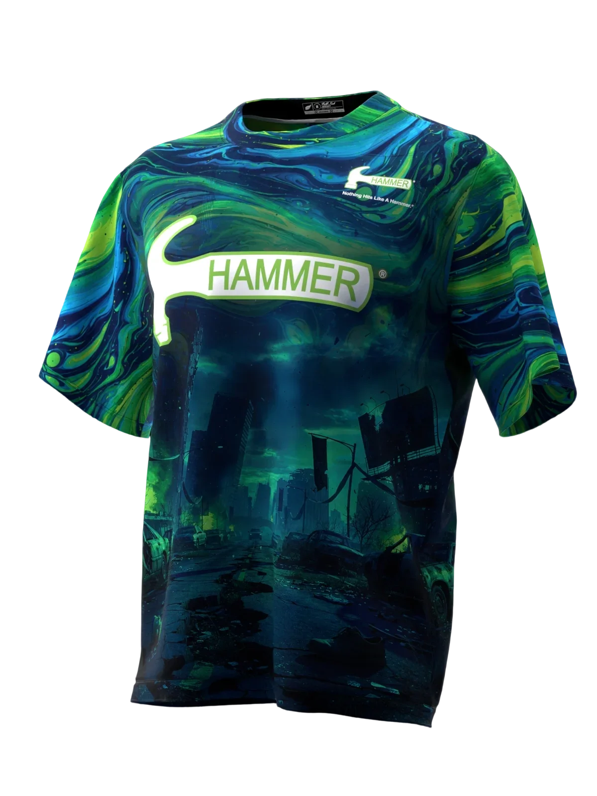 Aurora Ruin Sci-fi Graphic Bowling Tee, Soft Comfort Sport Top for Bowler Gathering & Hobby Themed Costume Party