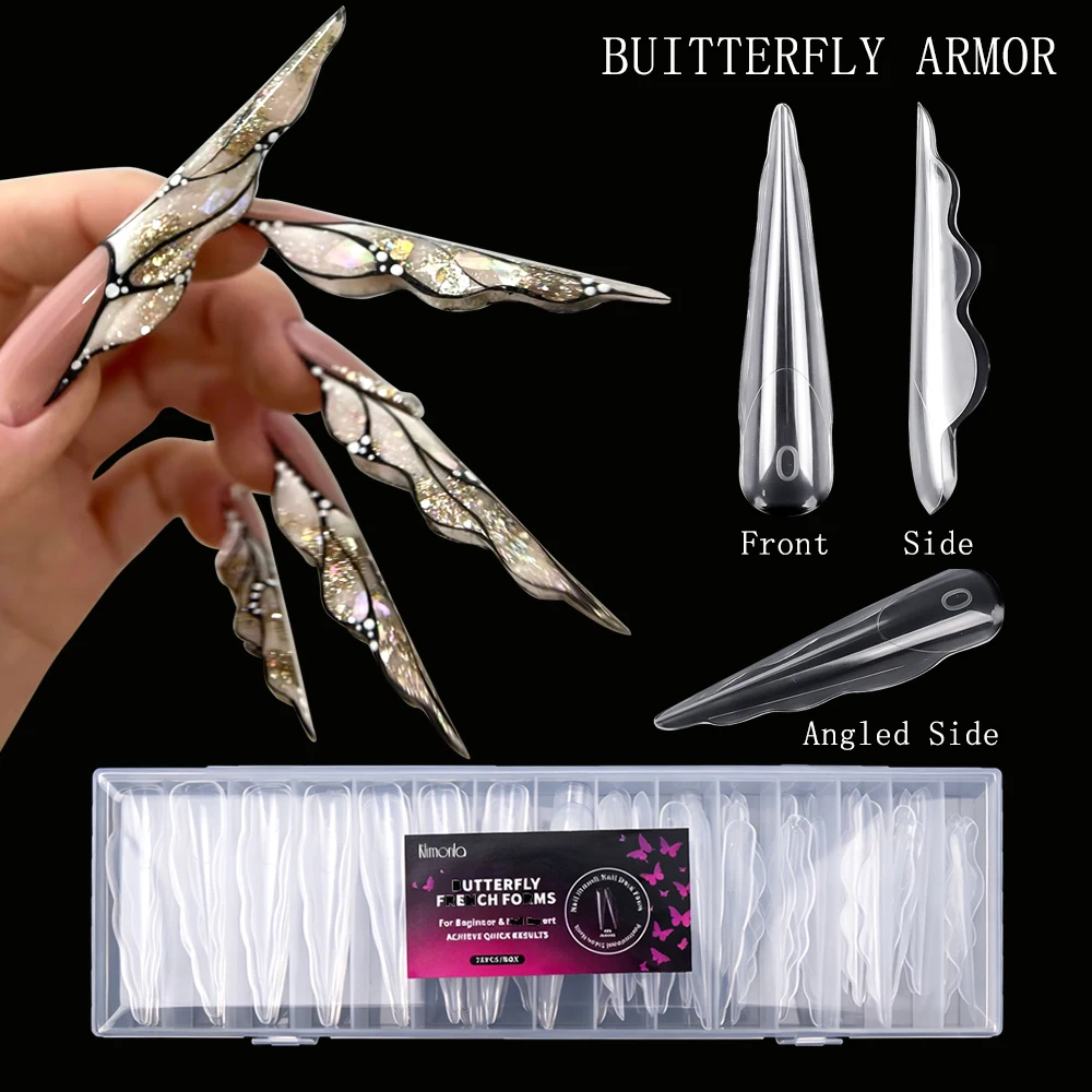 Butterfly Nail Dual Forms 75 Stück, wiederverwendbare Gel-Verlängerungsformen für professionelle Nagelkunst