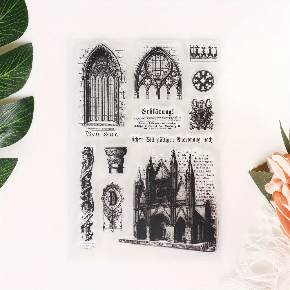 Retro Gothic Architecture Cultures Silicone Clear Stamps for Scrapbooking Supplies Planner Junk Journal Decoration Rubber Stamp