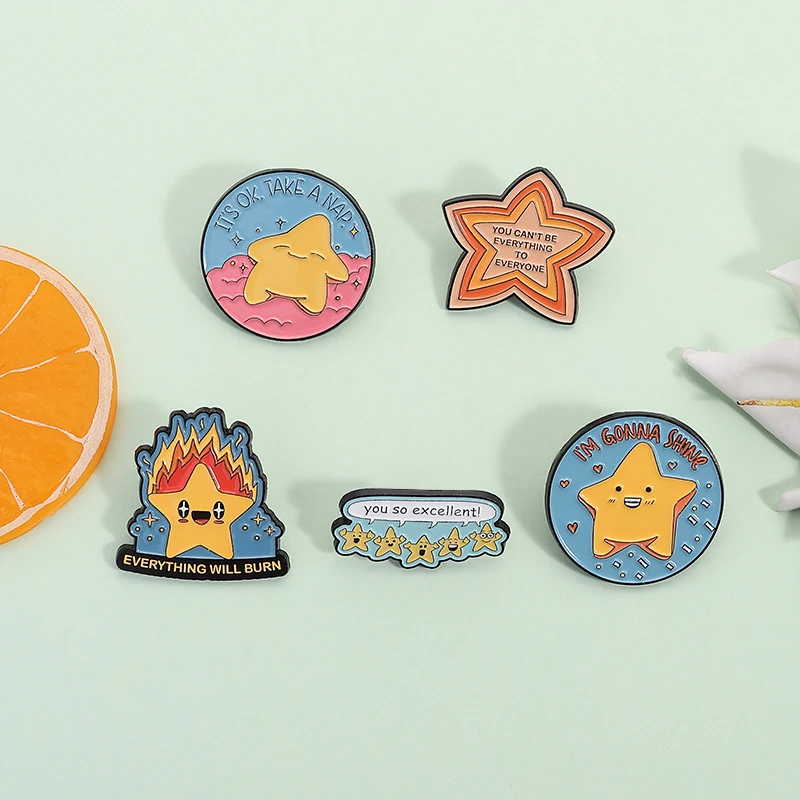 

Funny Cute Star Enamel Pins You So Excellent Everything Will Burn Quotes Inspiration Brooches Backpack Lapel Badge Jewelry Gift