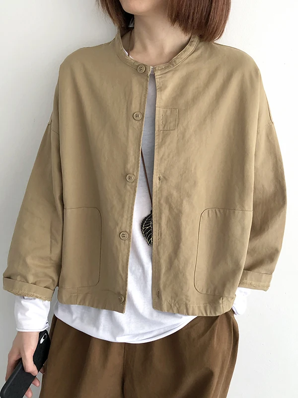 

Весенне-осеннее свободное повседневное тонкое однотонное женское пальто из тюэта, универсальное базовое пальто Long Sve round Ne