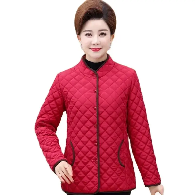 

Middle-aged And Elderly Women's Short Autumn And Winter Light Cotton Coats For Mothers Fashion Loose Slim Cotton JacketsLady5XL