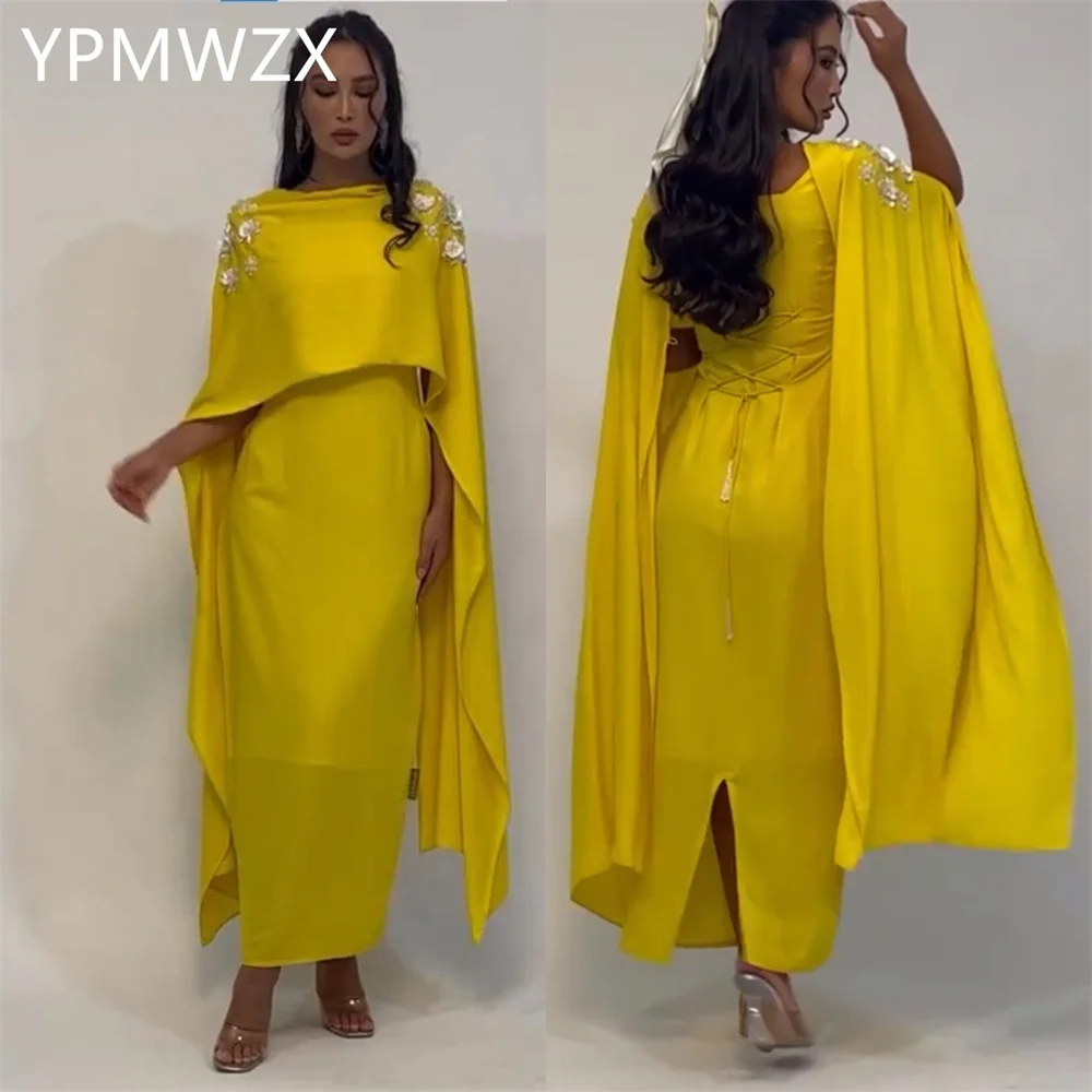 

Customized Prom Gown Formal Evening Dress Women YPMWZX Scoop Neckline Column Floor Length Skirts Vertically Bespoke Occasion Dre