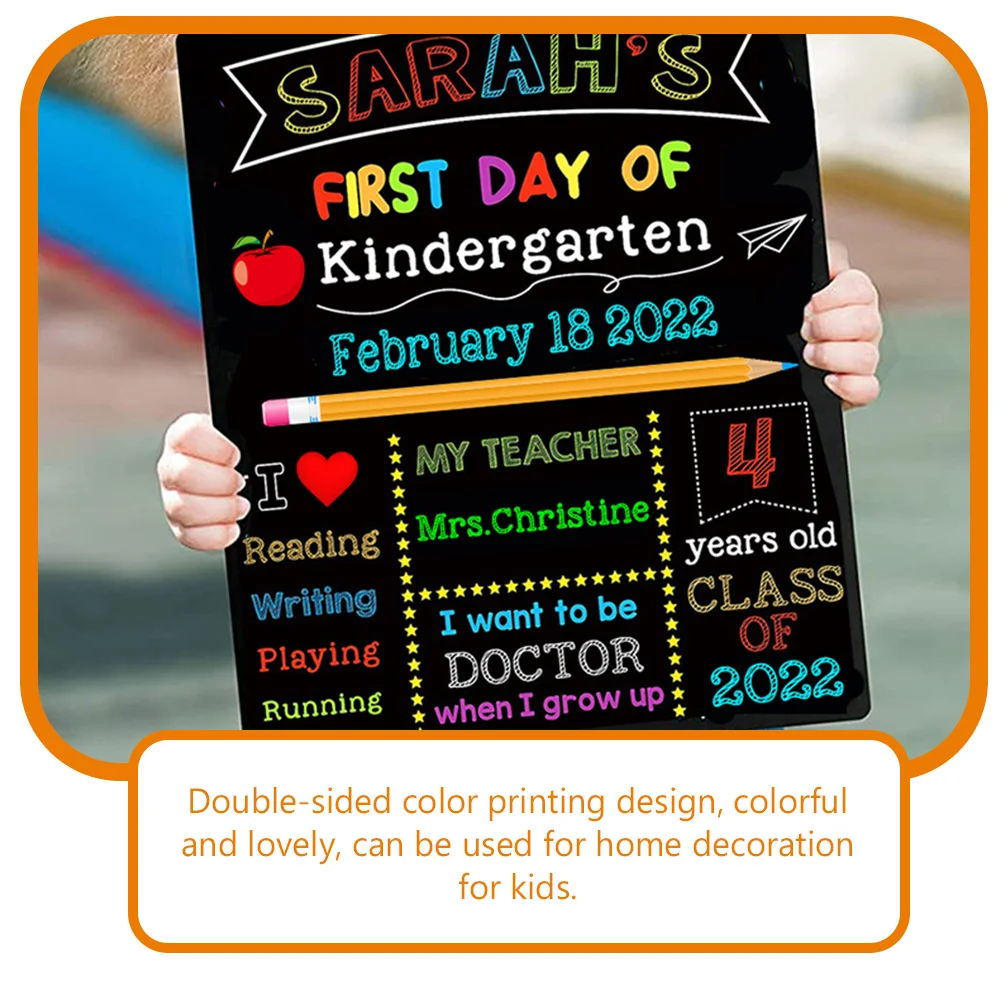 

Chalkboard Message Double Sided Diy Reusable Kids First Day School Sign Adorable Wear-Resistant Memo Recording Decoration