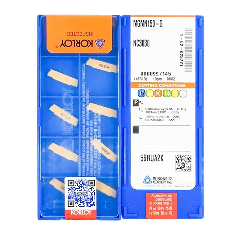 KORLOY الأصلي MGMN150-G NC3020 NC3030 NC3120 PC5300 PC9030 H01 الحز كربيد إدراج تحول أداة 10 قطعة