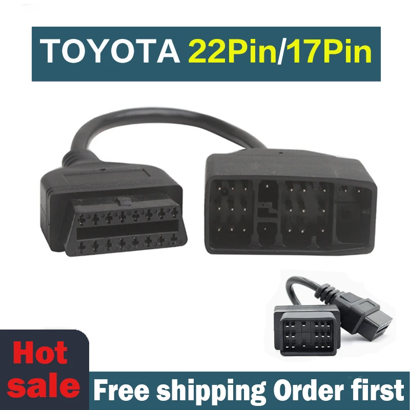 For TOYOTA 22Pin to 16Pin OBD1 to OBD2 Connect Cable 16 Pin OBD OBDII connector  for Toyota vehicles Diagnostic Tools
