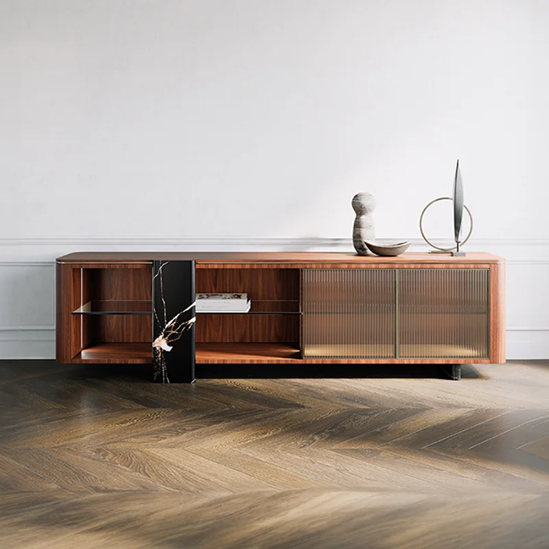 

Italian light luxury designer solid wood minimalist dining side cabinet living room TV cabinet against the wall storage floor