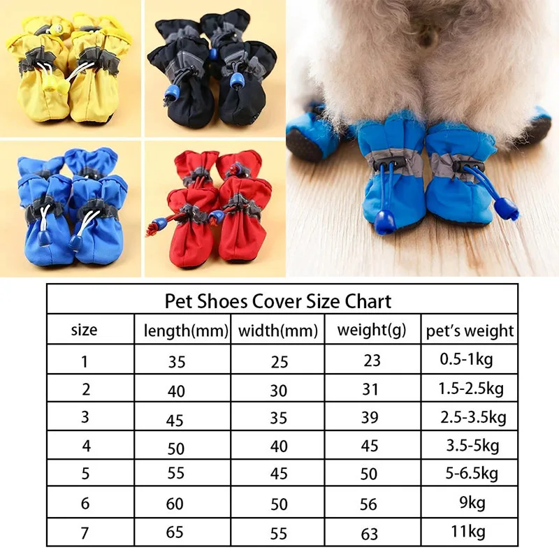 4PCS Small Dog Shoes Hiking Boots Waterproof Dog Shoes Medium Slippers for Puppy Boots Shoes for Small Dogs