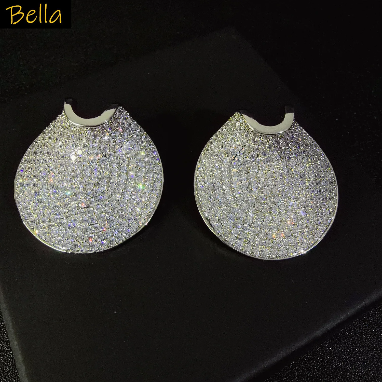 

sparkly zircon round earrings for women luxury jewelry wedding party gold silver color white zirconia earrings women gift