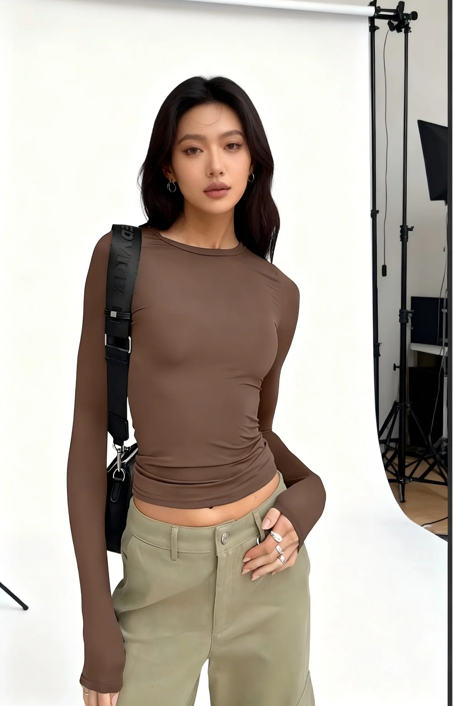 

2025 Spring Autumn T shirt Women Tops Solid Slim Fit Long Sleeve O Neck Tshirts Female Casual Streetwear High Quality Base Tees