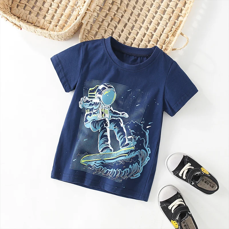 Jumping Meters New Arrival Spaceman Print  Boys Girls T shirts Cotton Children's Tees Summer Kids Girls Casual Baby Tops