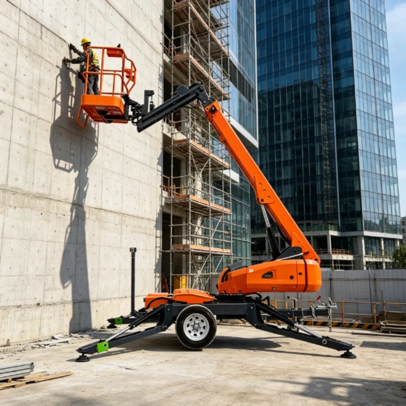 Customized Hydraulic 10 12 14 16 18m Electric Aerial Articulated Boom Lift with Telescopic Towable Picker New Condition AC Power