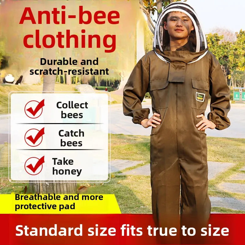 Anti-bee Clothing One-piece Full Set Of Breathable Bee-catching Clothes, Anti-bee Clothing Thickened With Fan Protective Clothin