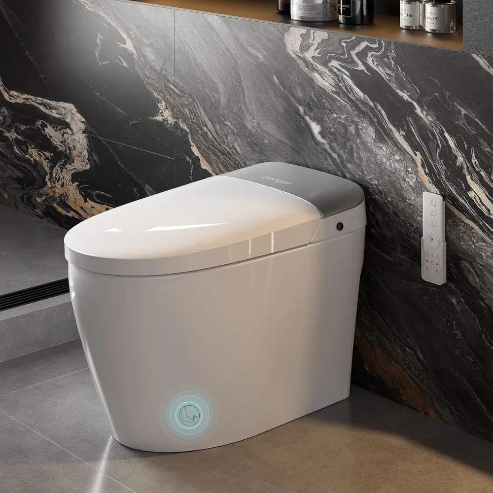 Smart Toilet, Bidet Toilet with Pump Assisted Flush, Foot Sensor Operation, Heated Bidet Seat, Warm Water, Dryer,Digital Display