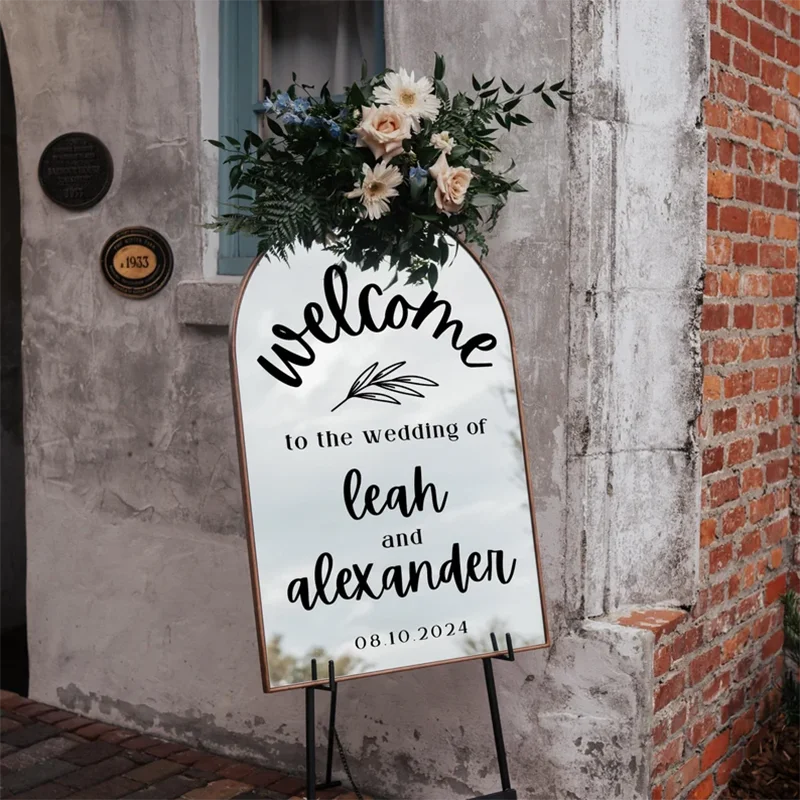 Custom Wedding Welcome Sign Welcome To Wedding Of Sign Stickers Personalized Name Vinyl Mirror Decals Wedding Party Decoration