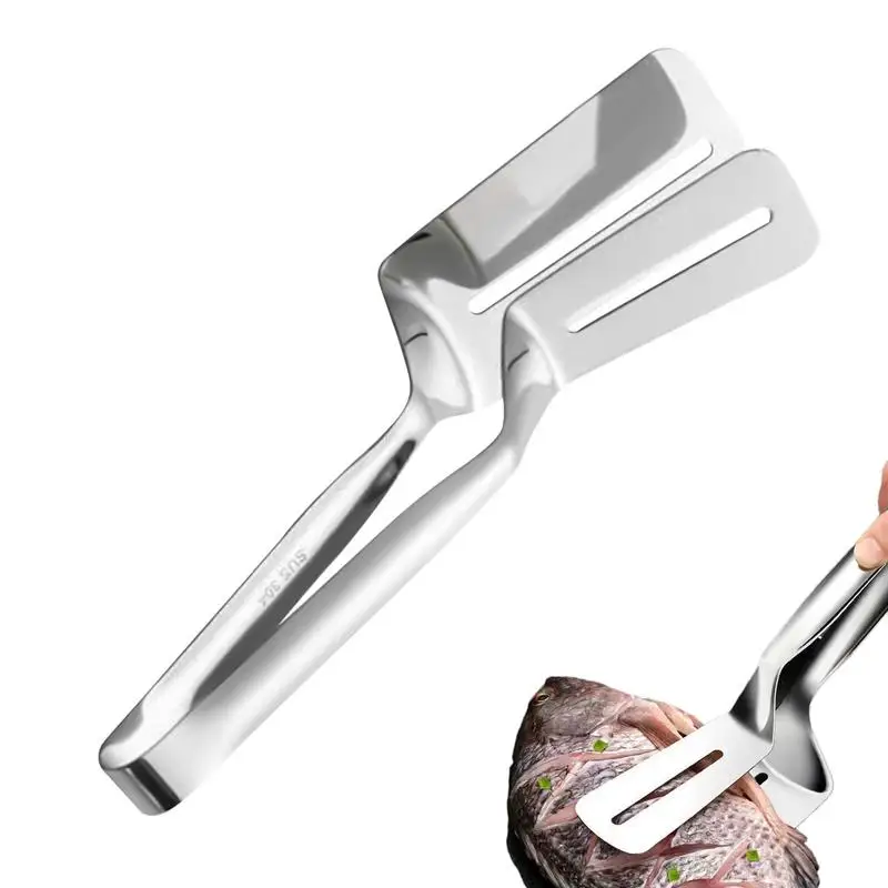 

Fried Egg Turner Spatula BBQ Clamp Spatula Multifunctional Fish Gripper Steak Tong Anti-Scald Food Shovel Tongs For Steak Fish