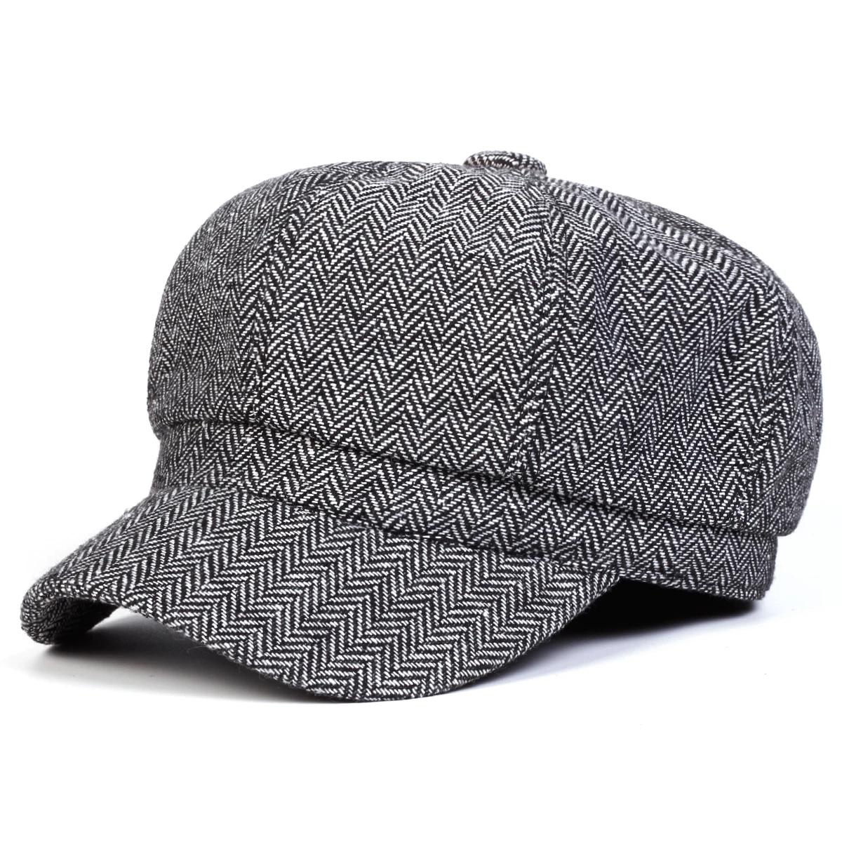 Unisex Herringbone Personality Newsboy Hat Spring Autumn Retro Beret Hats Wild Casual Hats Octagonal Cap ﻿
