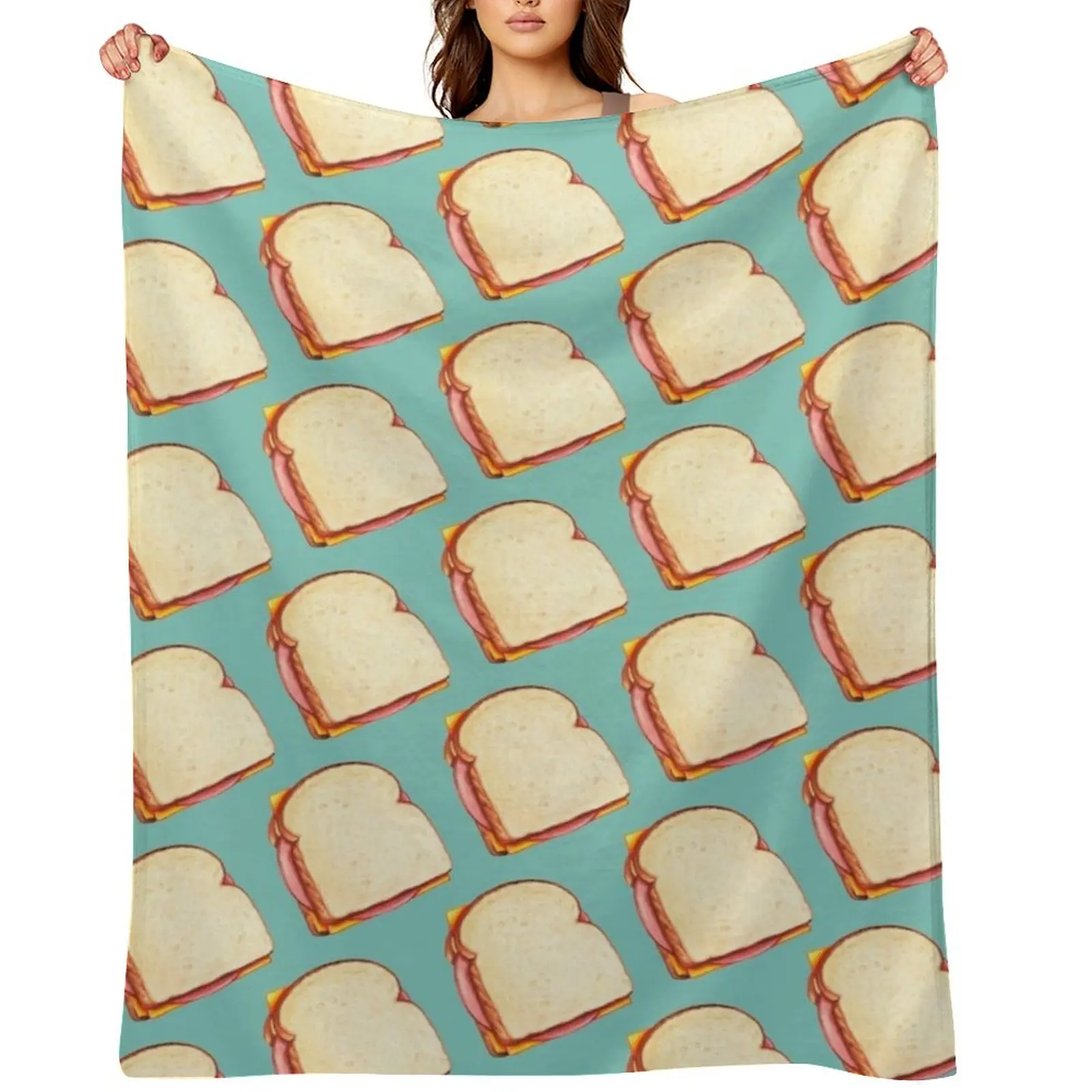 

Bologna Sandwich Pattern - Blue Throw Blanket Shaggy cosplay anime Decorative Sofa Hair Blankets