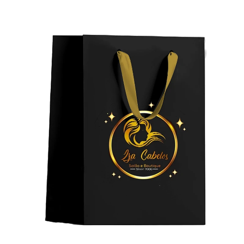 Plussign Thickening Paper Hand Bag For Wigs Custom Logo Or Print Advertise Wig Bag With Ribbon Handle Shopping Bag 20Pcs/Lot