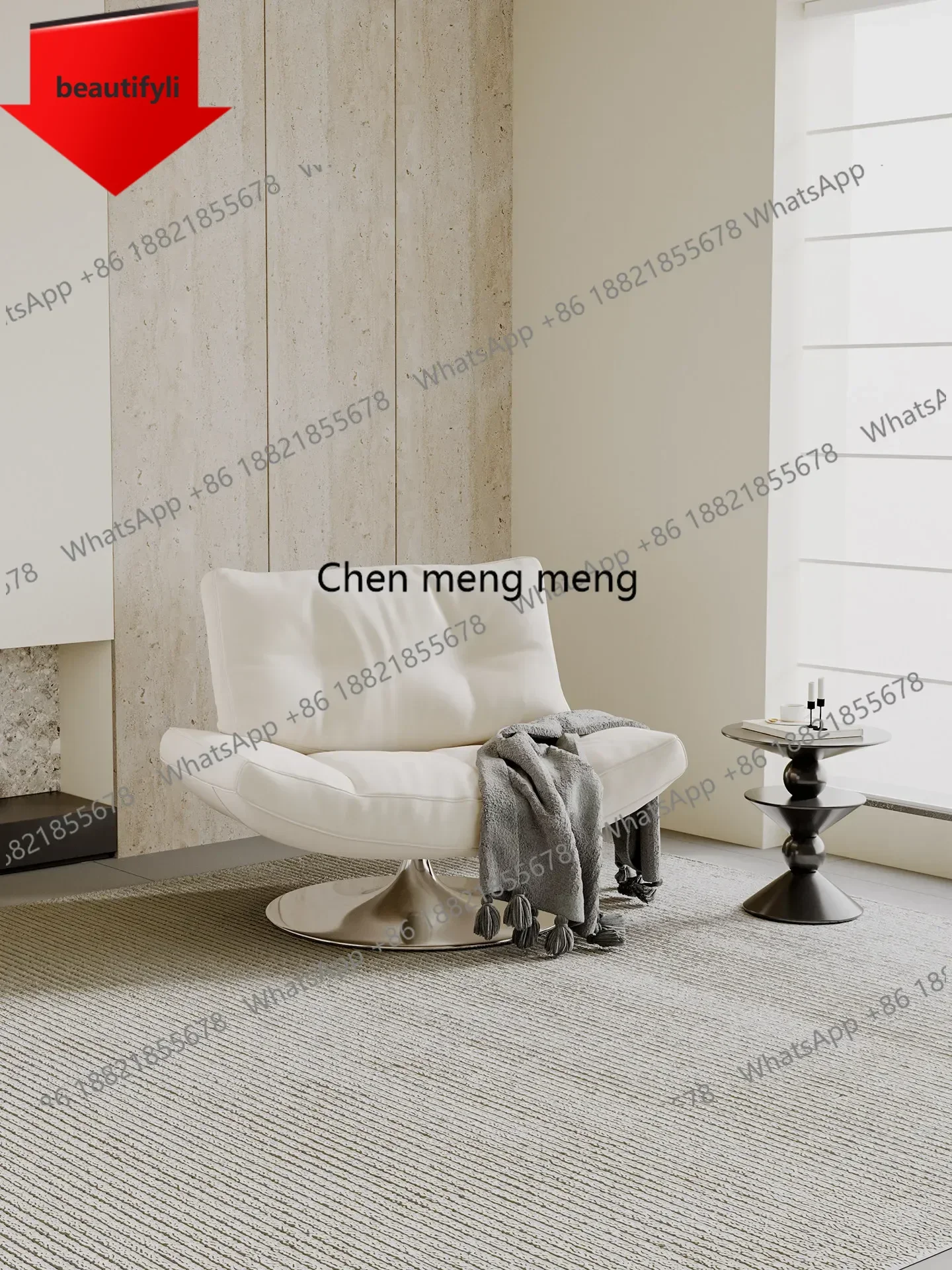 A49Italian minimalist rotary single sofaleisure chair small apartment living roomhigh-end light luxury high-end sense of simpli