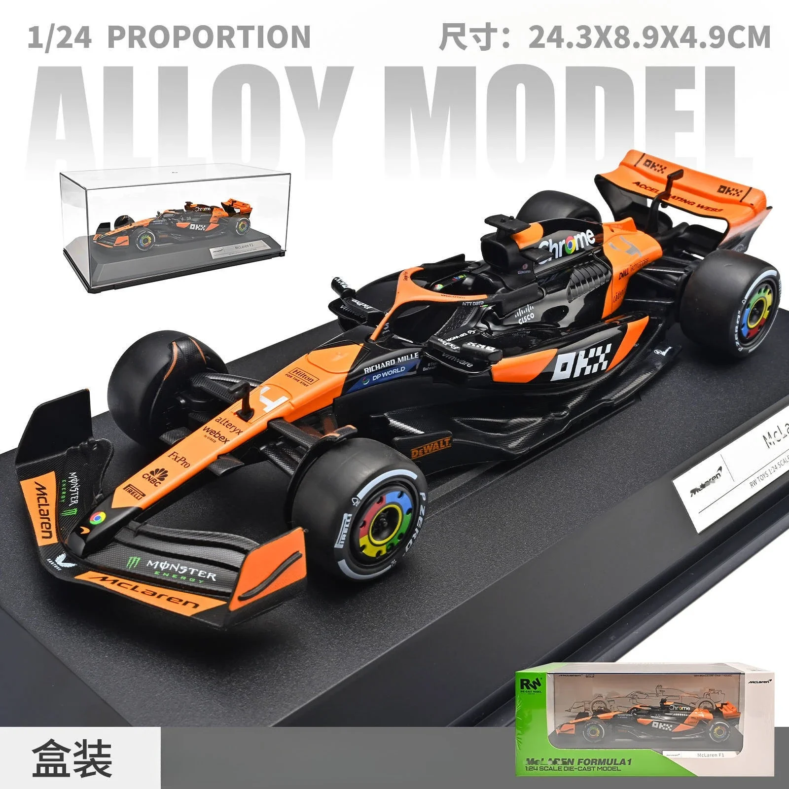 Modelo de coche de carreras de aleación de Fórmula F1, adorno coleccionable de simulación, regalos para novio, 1:24