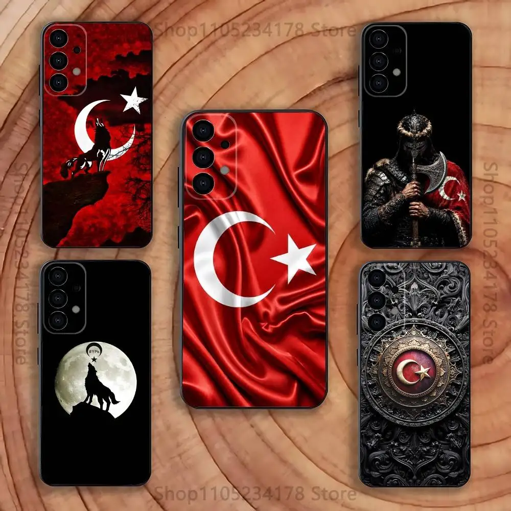 Turk Wolf Turkey Flag Phone Case For Samsung S25,S26,S24,S21,S22,S23,S30,Ultra,S20,Plus,Fe,Lite,5G Black Cover